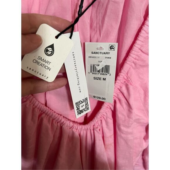NWT SANCTUARY Maxi Dress Medium Pink Linen Open Back Scoop Neck Lined $129 MSRP - Picture 11 of 14
